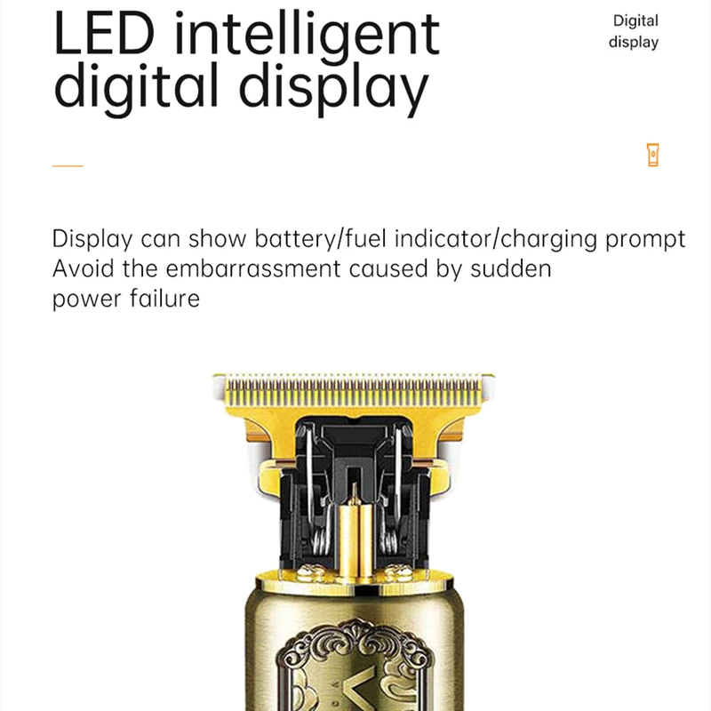 VGR V-073 nuovo stile tagliacapelli elettrico professionale T9 rasoio ad alta potenza LCD ricaricabile in metallo barba Trimmer rasatura VGR 073