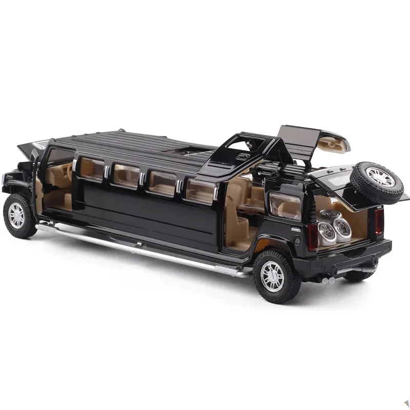 High Simulation 1:32 Alloy Hummer Lengthen Limousine Metal Diecast Car Model Pull Back Flashing Musical Kids Toy Vehicles gift