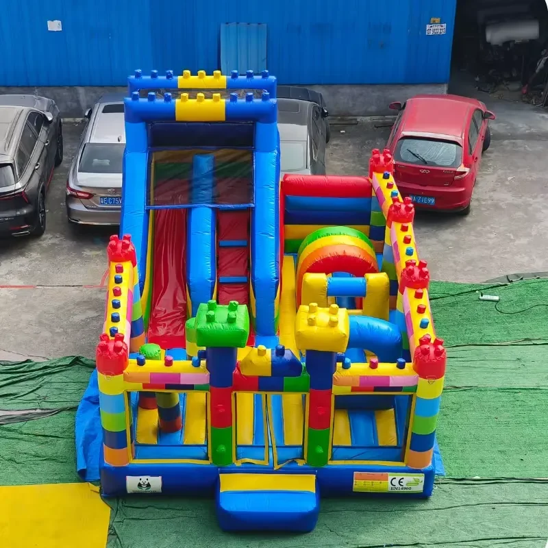 DFRL Inflatable Game Building Block Bounce House Slide Combo Jumping Castle 0.55mm