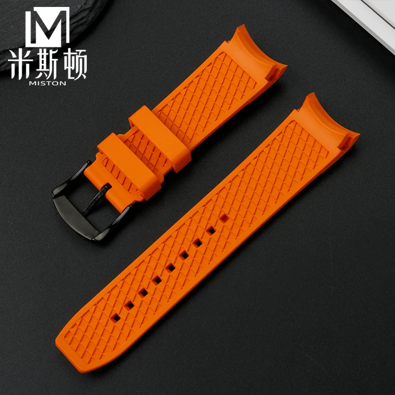 Arc mouth strap is suitable for Tissot 1853 Chrono XL series T116 sports fluororubber watch strap, men's wristband 22mm black