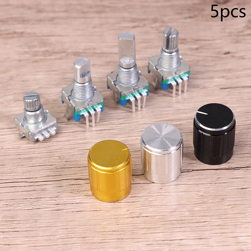 New 5PCS 20 Position 360 Degree Rotary Encoder EC11 W Push Button 5Pin Handle Long 15/20MM With A Built In Push Button Switch