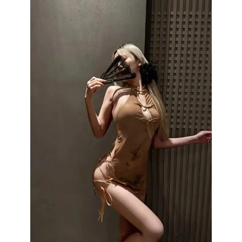 Nuevo conjunto de estilo chino para mujer, disfraz erótico Sexy de puro deseo con diseño de mariposa, elemento transparente, novedad de 2026