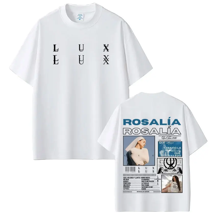 Singer Lux Rosalia Album 2026 Tour Print T-Shirt für Herren und Damen, modisches T-Shirt, kurzärmelig, lässig, Baumwolle, ästhetisch, trendige T-Shirts – Detail 5