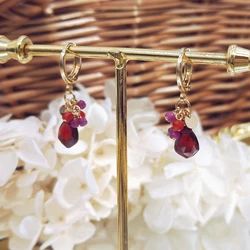 Lii Ji Natural Garnet Ruby And Carnelian American 14K Gold Filled Earrings Gemstone Handmade Jewelry For Christmas Gift