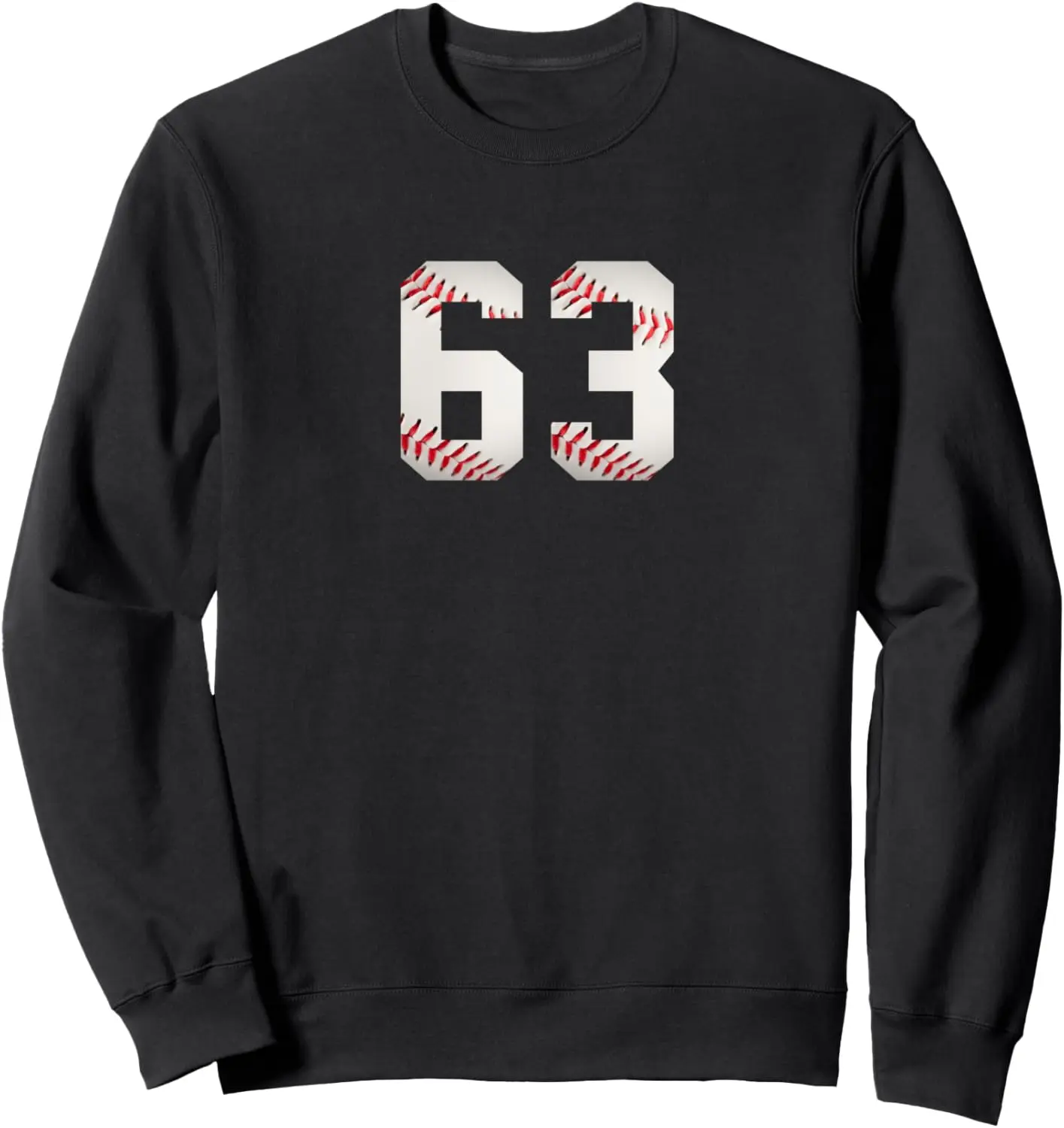 Number 63 - Minimalist Birthday Baseball Player Numbered Sweatshirt