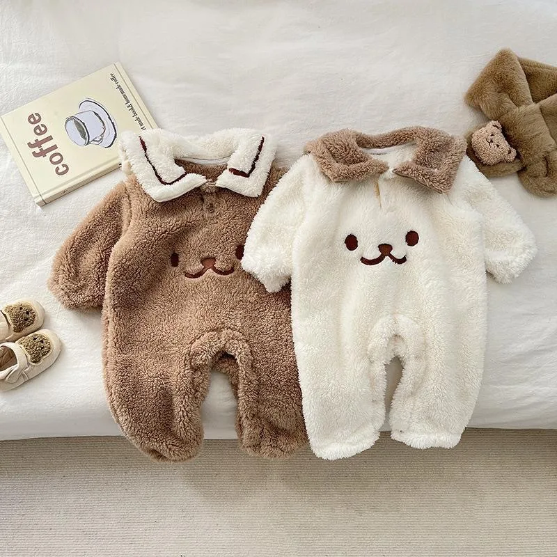 

Baby autumn and winter fleece one-piece suit, baby warm long-sleeved crawling suit, newborn outdoor suit