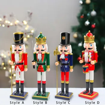 가정 장식용 나무 호두까기 인형, 공예품 군인 모델 인형, 크리스마스 호두까기 인형, 데스크탑 장식품, 38cm, 1 개  Best5