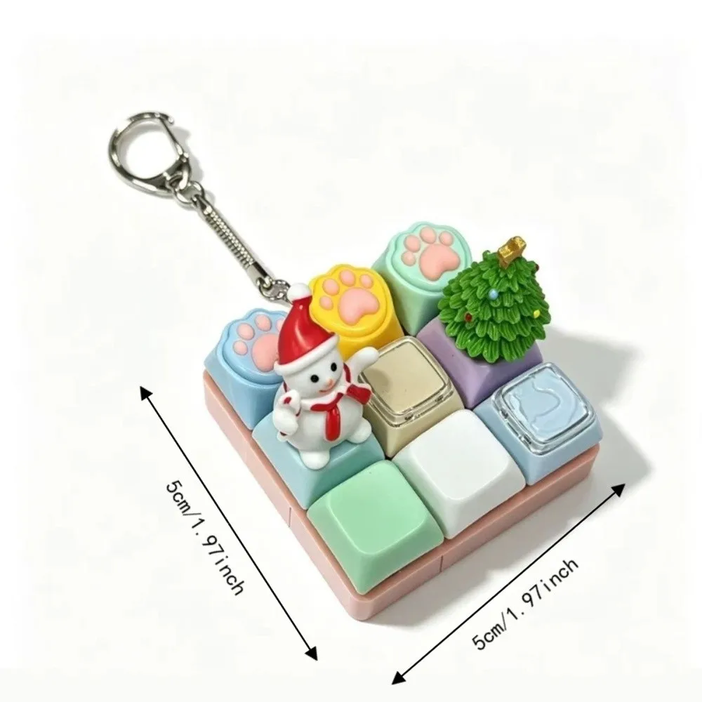 9 Tasten Keycap Fidget Schlüsselanhänger Katzenpfote Weihnachts-Schneemann Tastatur Finger Weihnachtsbaum Halloween Totenkopf Fidget-Taste Keycap-Anhänger – Detail 2