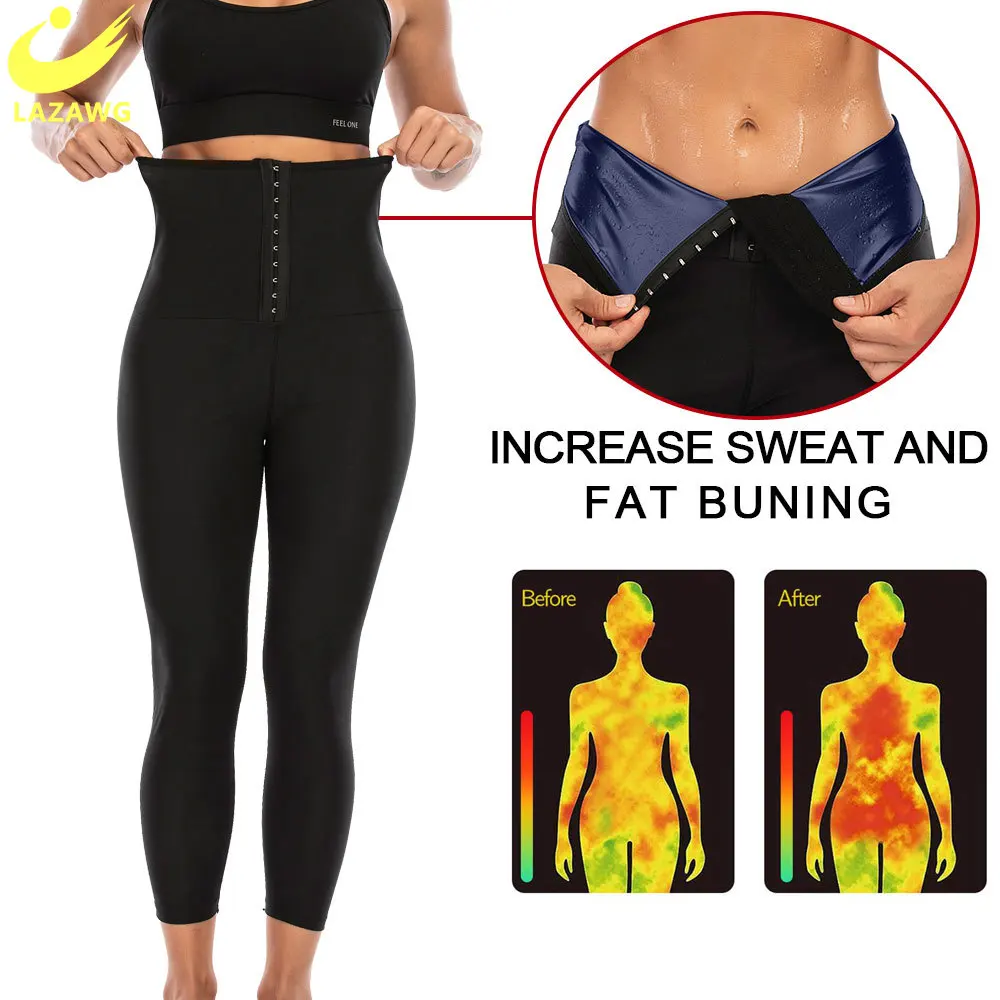 LAZAWG Sauna Suit Women Weight Loss Jacket Pant Sweat Top Body Shapers Shirt Yoga Legging Trimmer Pant Waist Trainer Tracksuits