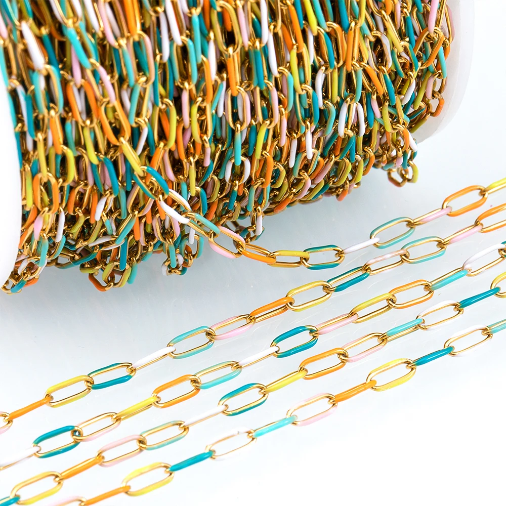 

1meter Stainless Steel Enamel Chains For Jewelry Makings DIY Necklace Bracelets Accessories