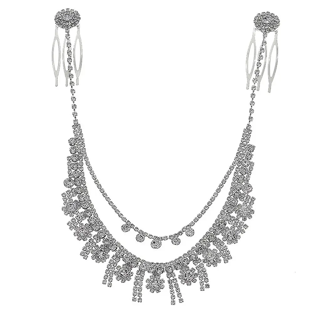 1Pcs Premium Heat Resistant Tassel Front-Let Alloy Bridal Headdress Graceful Hair Ornament Rhinestone Hair Decoration Wedding