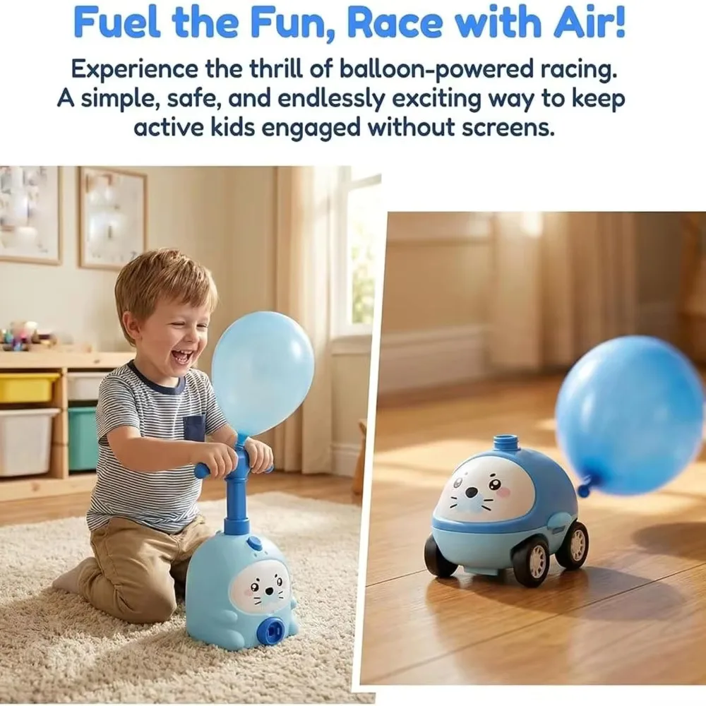 Inertial Air Power Balloon Car Toy for Boys And Girls Animal Themed Seal Duck And Pig Balloon Launcher Educational Science Toy