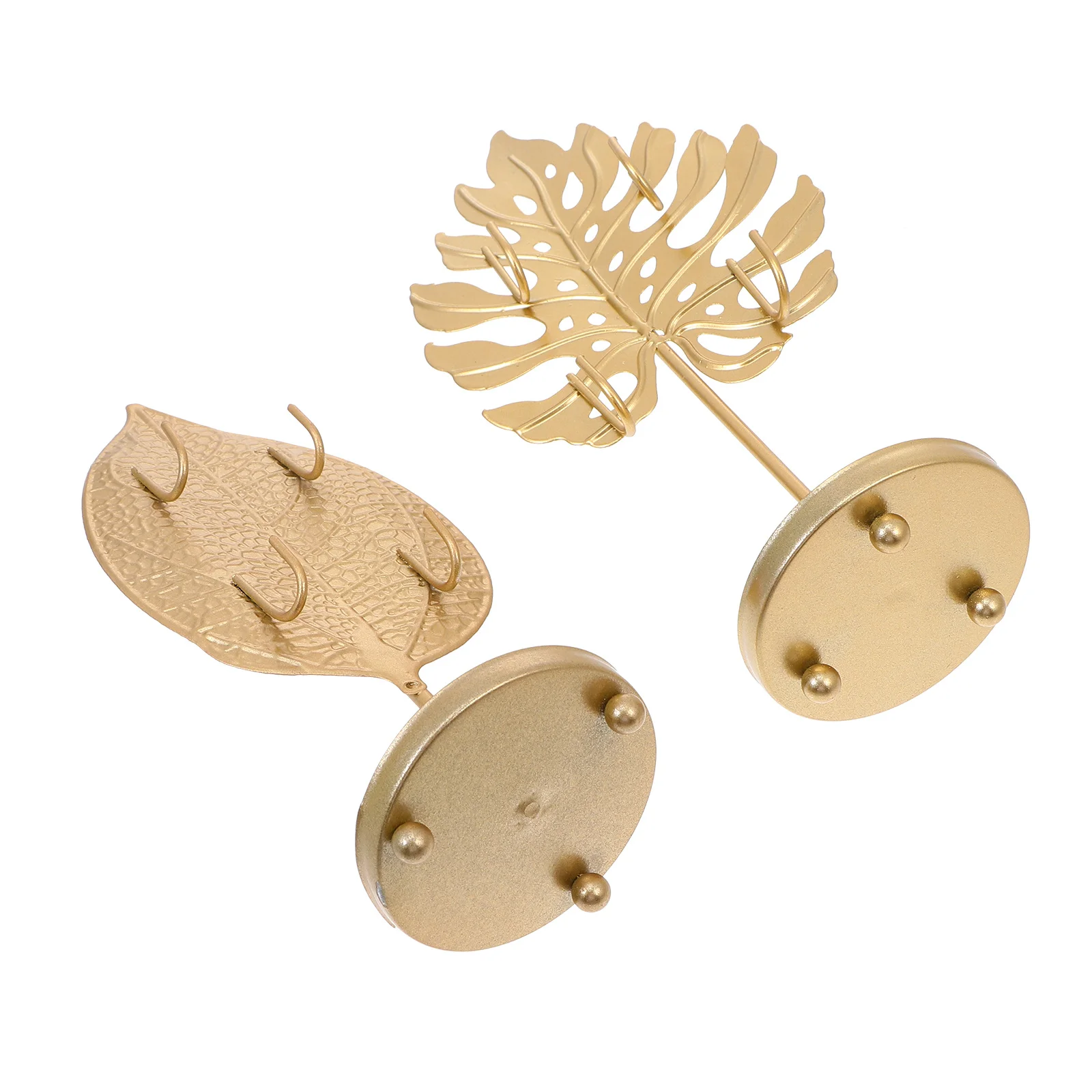 

2 pcs Metal Leaf Jewelry Display Stand Painted Iron Desktop Organizer For Earrings Necklaces Bracelets Storage Rack Hanging