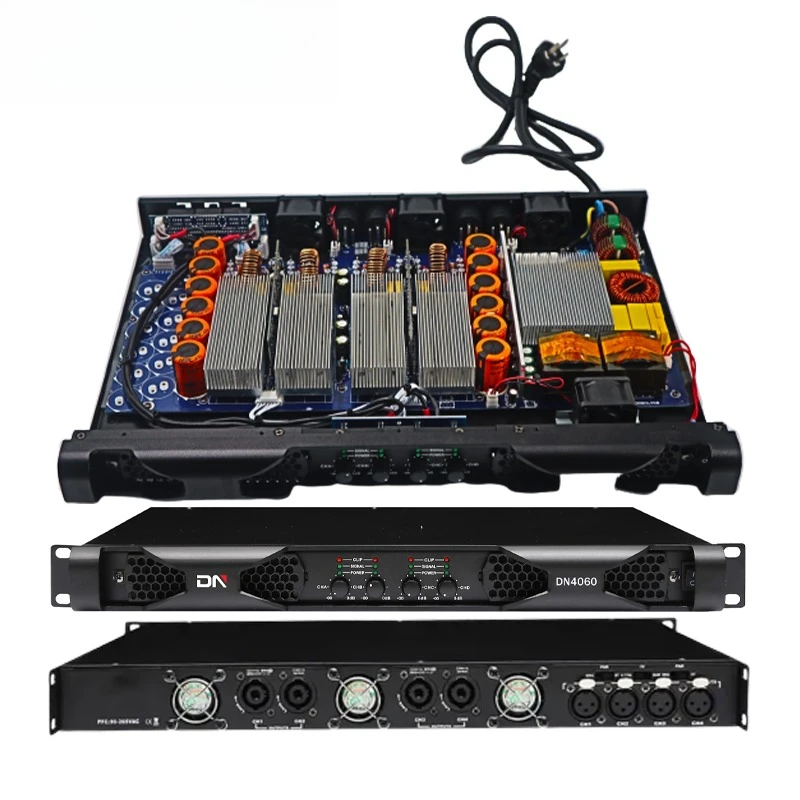 Custom Professional Efficient 1u 4 Ohm 2x2000 Watt 4 Audio Equipment Speaker Class D Power Amplifier