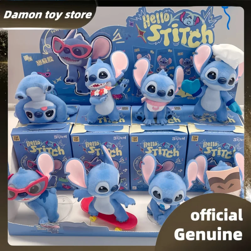 

New Genuine Hello Stitch Series Cute Stitch Blind Box Flocking Trendy Toys Desktop Decor Lovely Mystery Box Customized Gifts