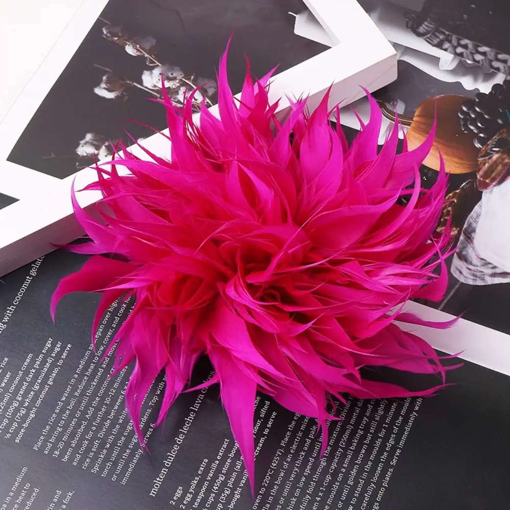 Vintage 18-20cm Large Feather Flower Feather Handmade Feather Brooch Accessories DIY Artificial Flower Brooch Hair Accessories