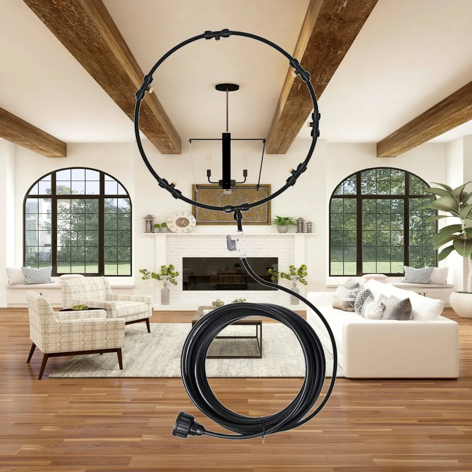 Misting Cooling System Easy to Install Energy Conservation Sprayer for Greenhouse Trampoline Patio Waterpark Swimming Pool