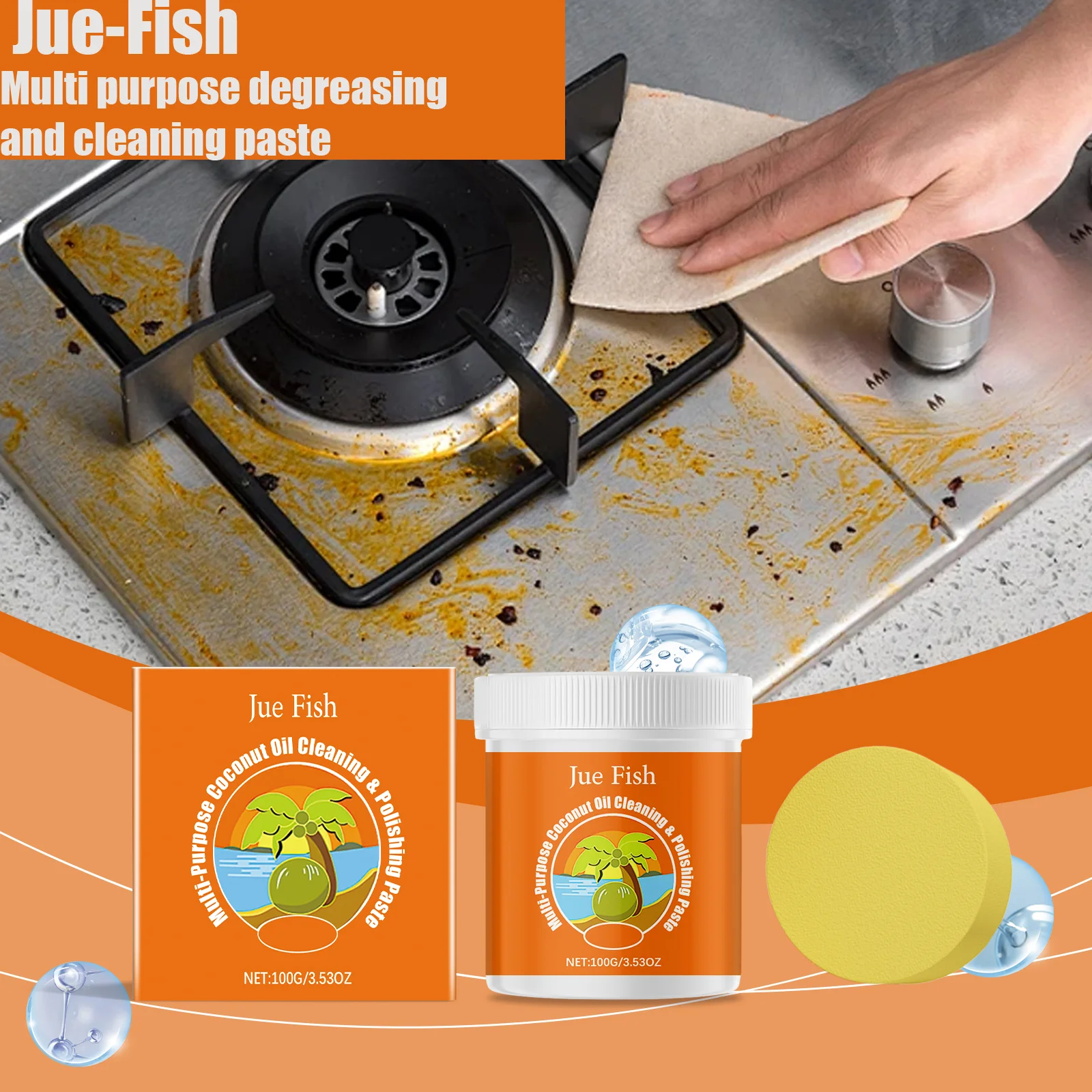 

All Purpose Cleaner Paste Remove Kitchen Stain Bathroom Descaling Decontaminaton Pot Bottom Scale Cleaner Cookware Cleaner Cream
