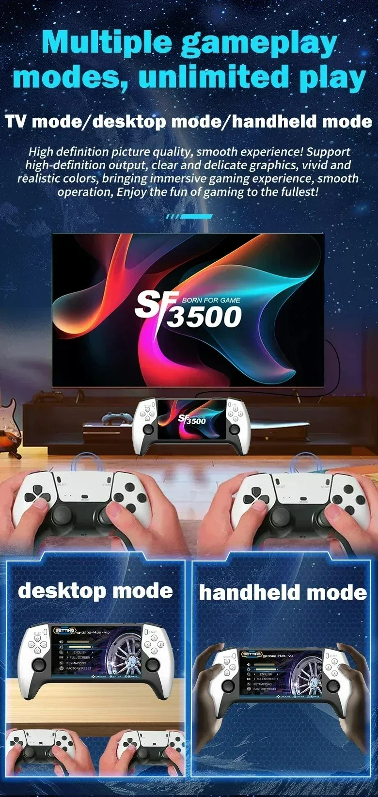 Retro Handheld Game Console Linux System 5 Inch Ips Screen Player_voghion.com
