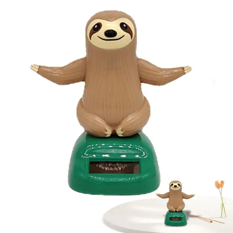 Solar Powered Sloth Car Dashboard Bobblehead Toy Solar Powered Shaking Hand Doll Sloth Animated Bobble Dancer Kids Dashboard