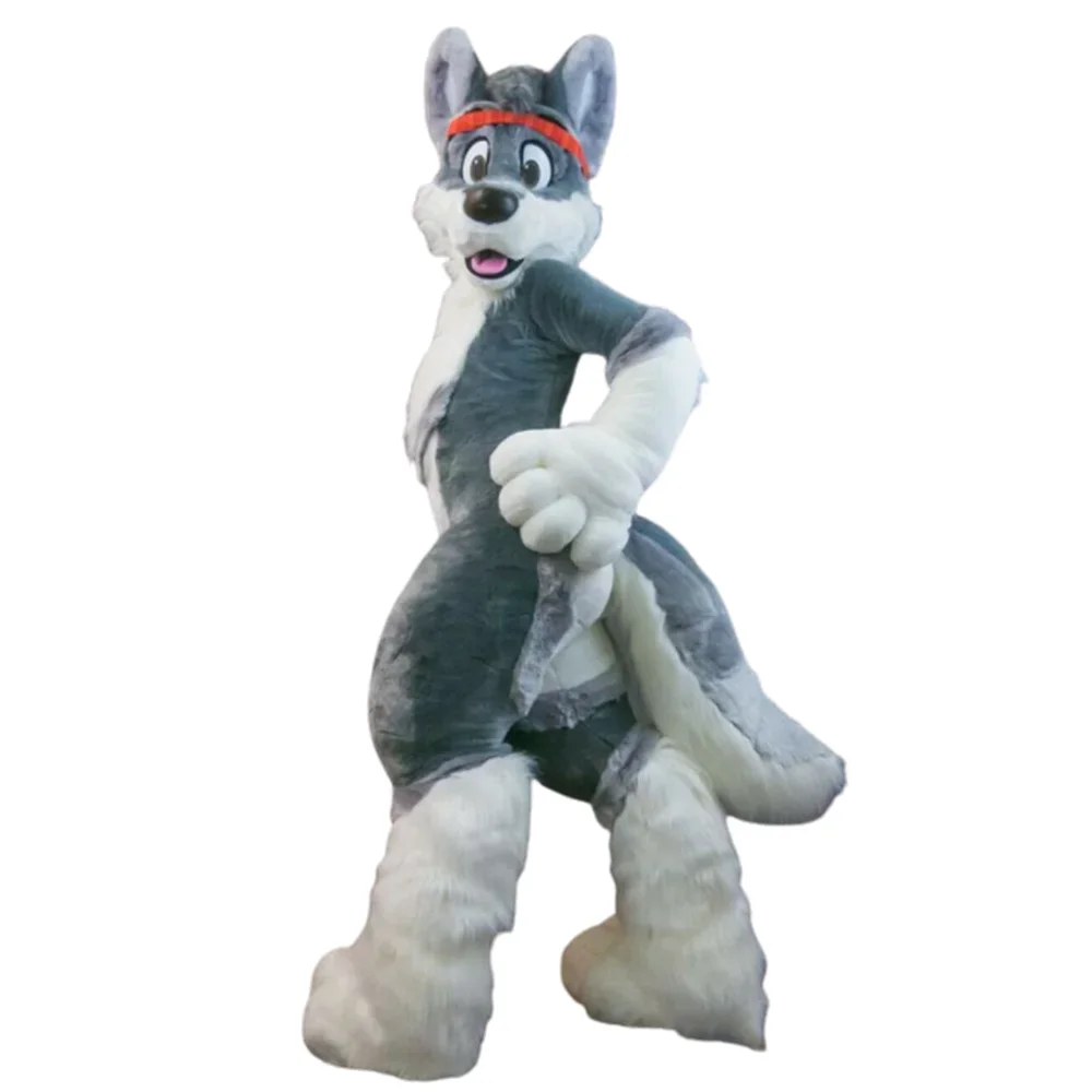 Birthday Party Gray Husky Dog Fursuit Mascot Costume Furry Costume Suits Cosplay Party Game Fancy Dress Christmas Adult Size