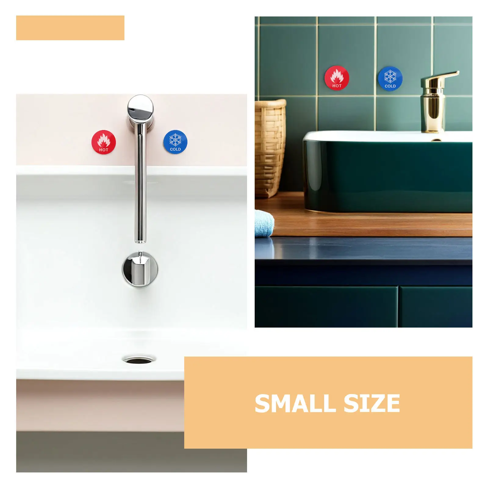 20Pairs Hot Cold Water Signs Self Adhesive Acrylic Bathroom Labels High Visibility Temperature Indicator Stickers for Sink