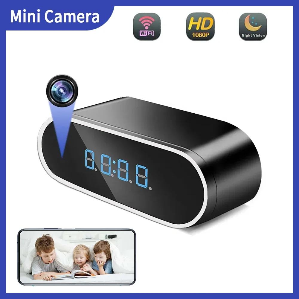 

Full HD Digital Clocks Cameras Night Vision App Wifi Remote Monitoring Motion Detection Auto Loop Recording Mini Home Camcorder