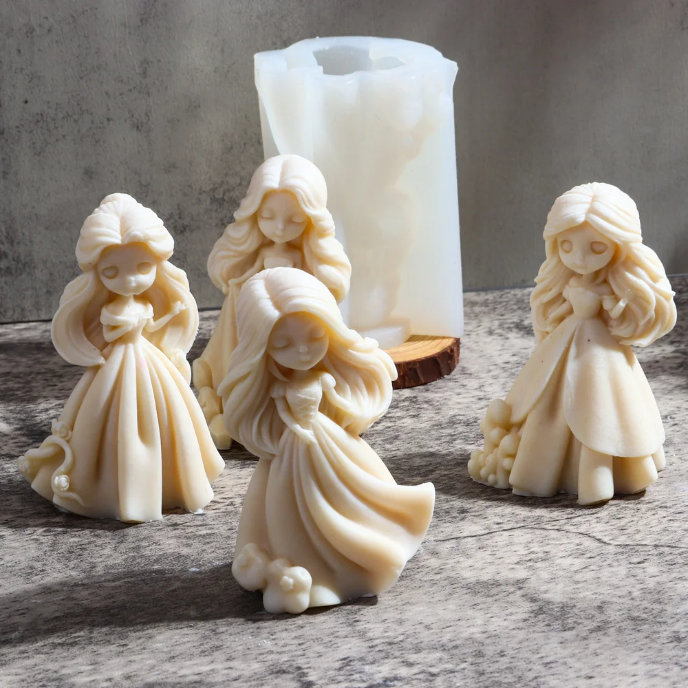 3D Sweety Princess Candle Silicone Mold DIY Cute Girls Aromatherapy Candle Gypsum Resin Soap Making Mould Craft Tabletop Decor