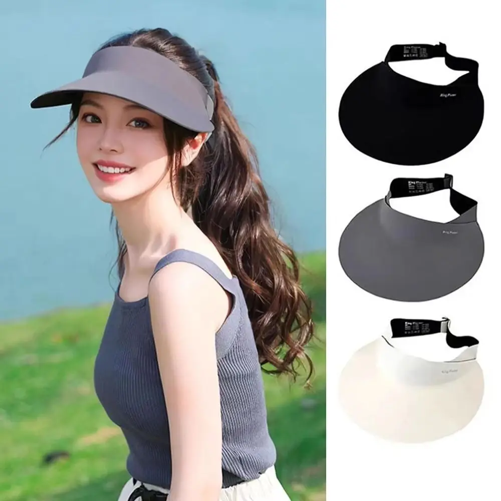 

Sun Protection Breathable Traceless Sun Hat Large Brim Foldable Seamless Visor Cap Korean Style Empty Top Beach Cap Travel