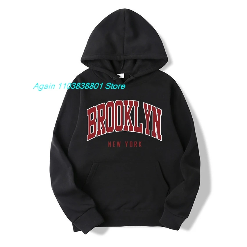 Brooklyn 1898 New York City Letter Print Man Pullovers Autumn Kawaii Hoodie Trend  Loose Sweatshirt Autumn Warm Sportswear