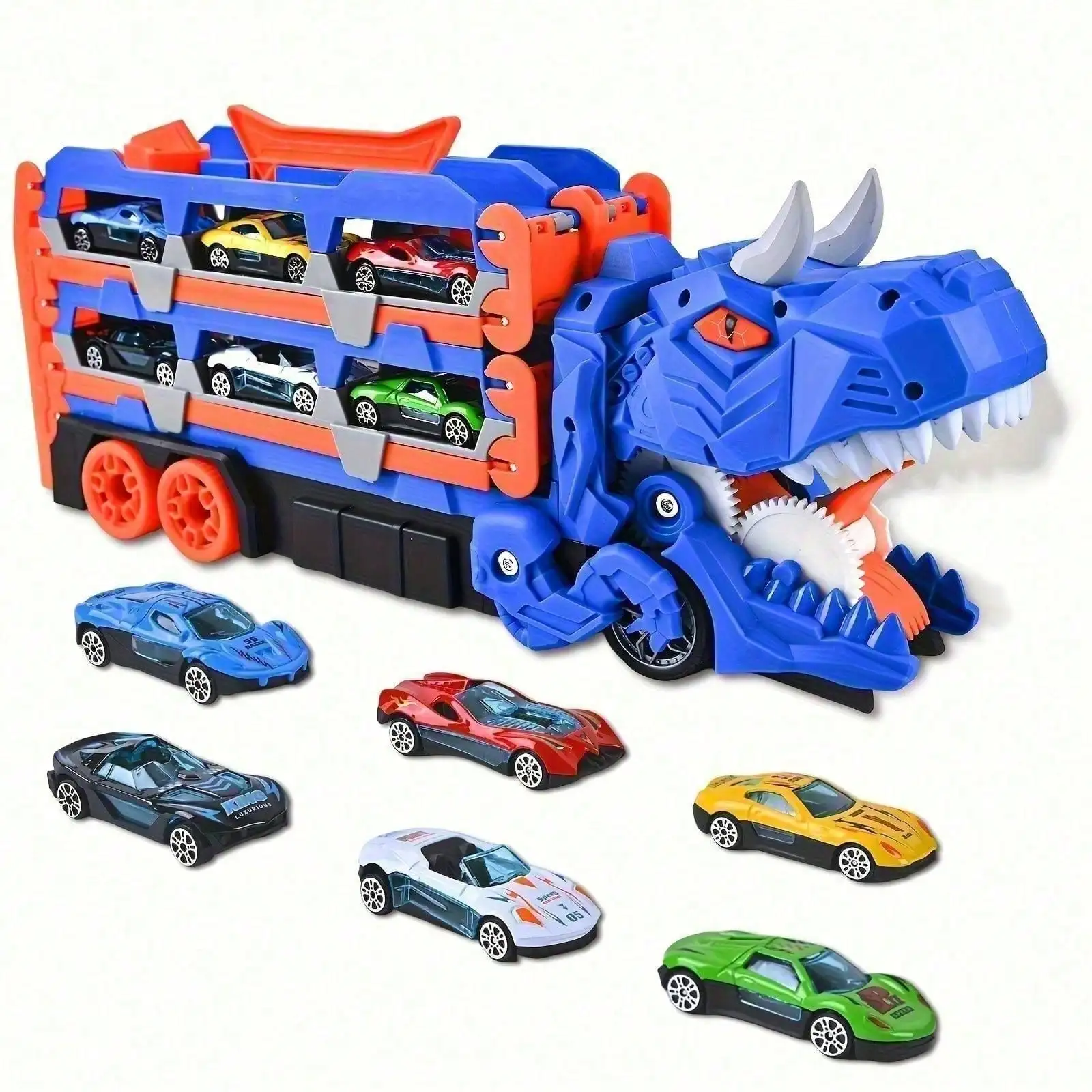

Super Long Track Ultimate Garage Playset with 12 Alloy Kids Race Cars Transformers Dinosaur Truck Toy for Early Development