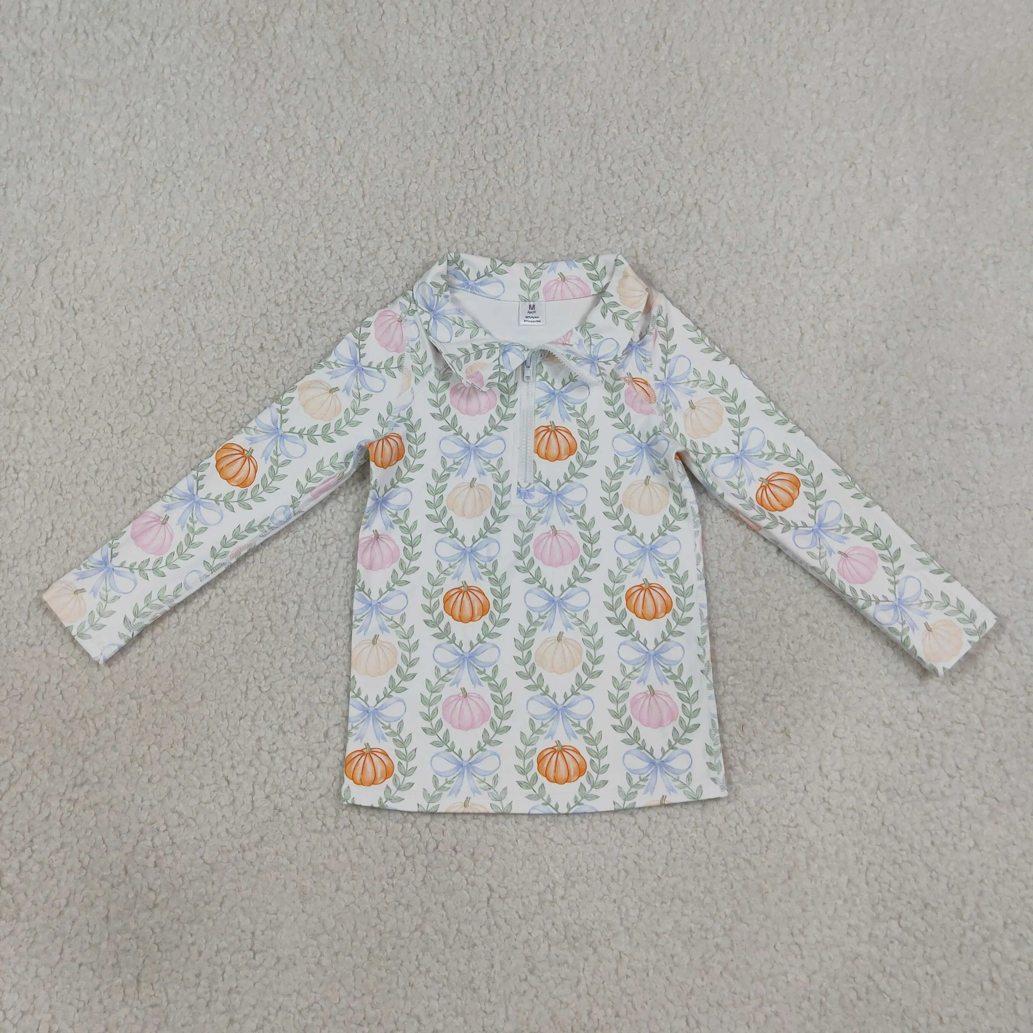 Wholesale Kids Girls Sweatshirt Children Toddler Long Sleeves Pumpkins Bows Baby Girl Sportswear Zipper Yoga Active Fall Clothes
