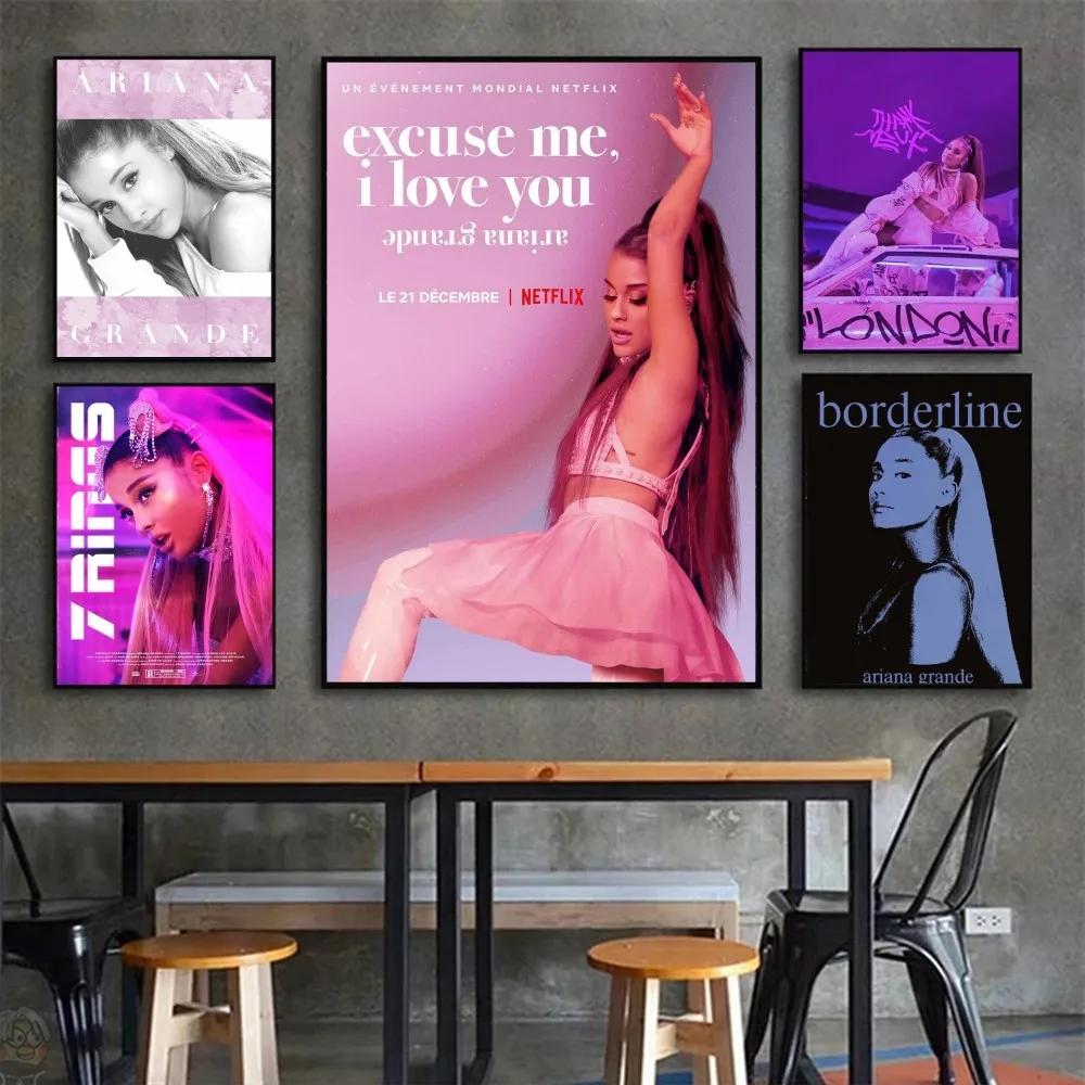 1pc Music Art Poster Ariana Grande Poster Paper Print Home Bedroom Entrance Bar Cafe Art Painting Decoration