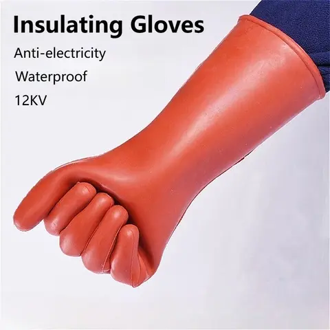 1 Pair High Voltage Electrical Insulating Gloves Anti-electricity Safety Protective Gloves 12kv High Voltage Insulating Gloves