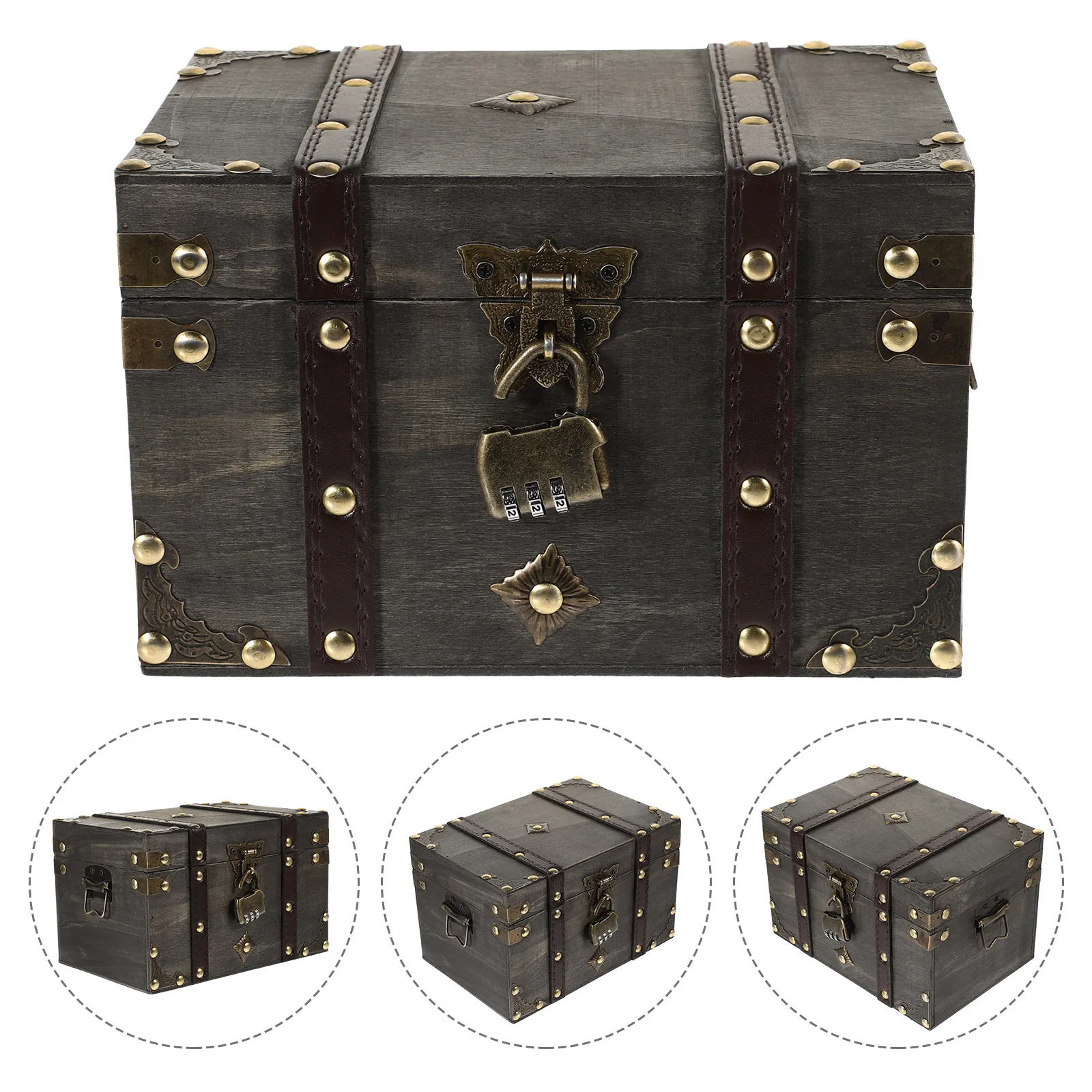 

Treasure Chest Storage Box with Lock Mini Pirate Souvenir Retro Handheld Vintage Child