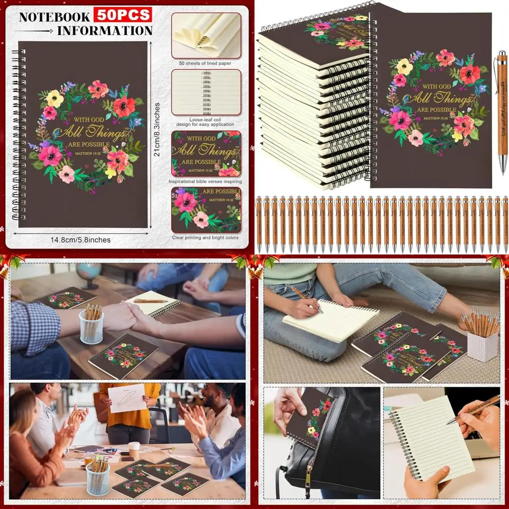 

Bulk Christian Prayer Journals with Bible Verse Pens & Inspirational Notepads for Church Gifts