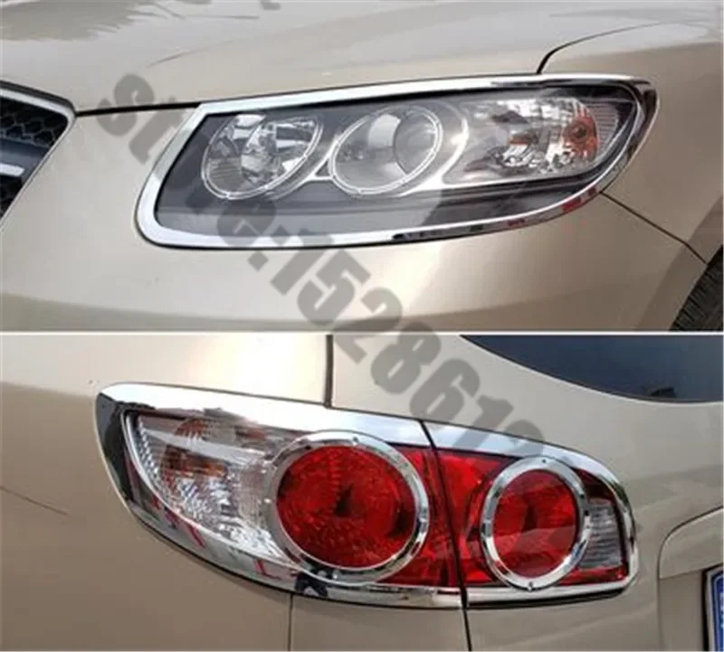 Car styling ABS Chrome Front+Rear headlight Lamp Cover Fog light Lamp Trim 2006~2012 for Hyundai Santa Fe /ix45