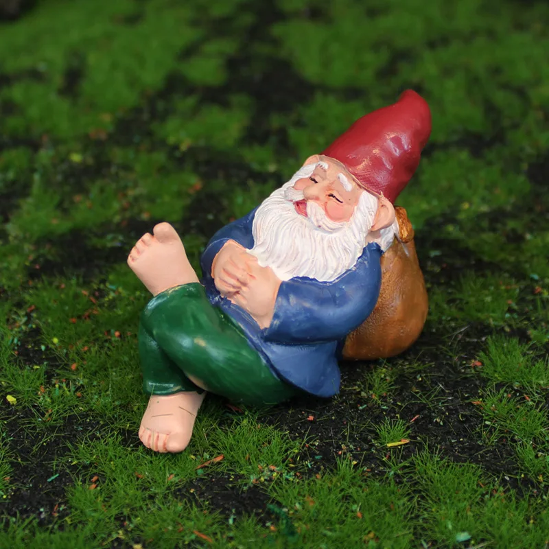 Creative Gnome Dwarf Art Sculptures Mini Dwarf Funny Miniature Micro Landscape Outdoor Figurine Ornament Tabletop Lawn Porch Dec