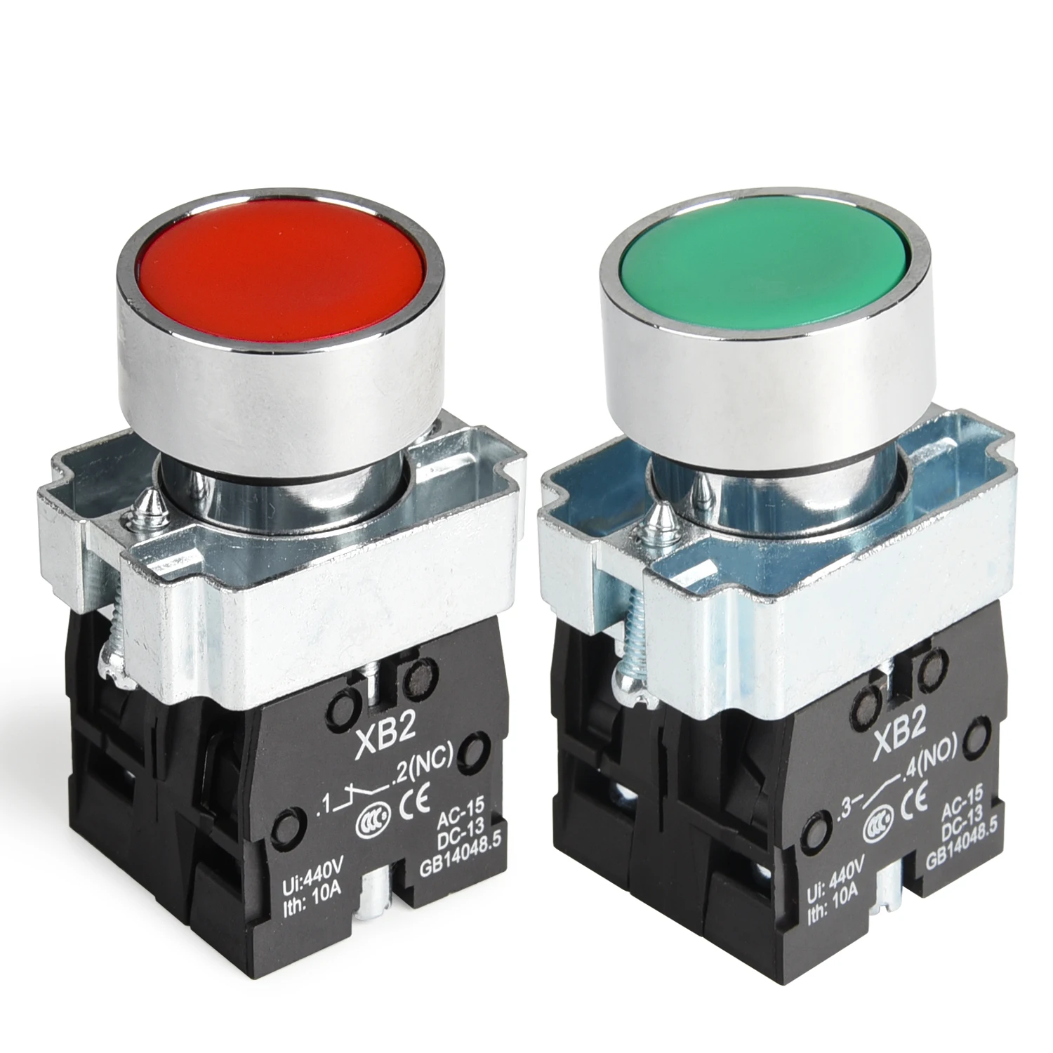 

APIELE 22MM Momentary Push Button Switch Red Green 1NO 1NC Metal Head XB2-11BN-G&R