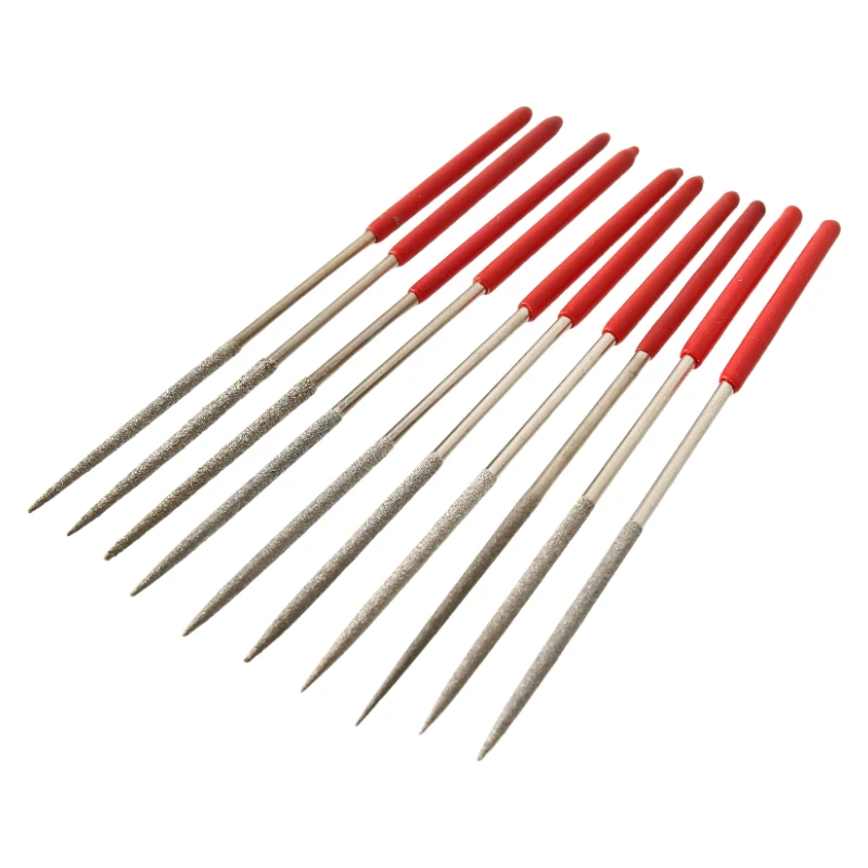 New 10Pcs Diamond Needle File Set 3x140mm Mini Needle File Kit For Stone Glass Metal Carving Craft Hand Tools Needle File
