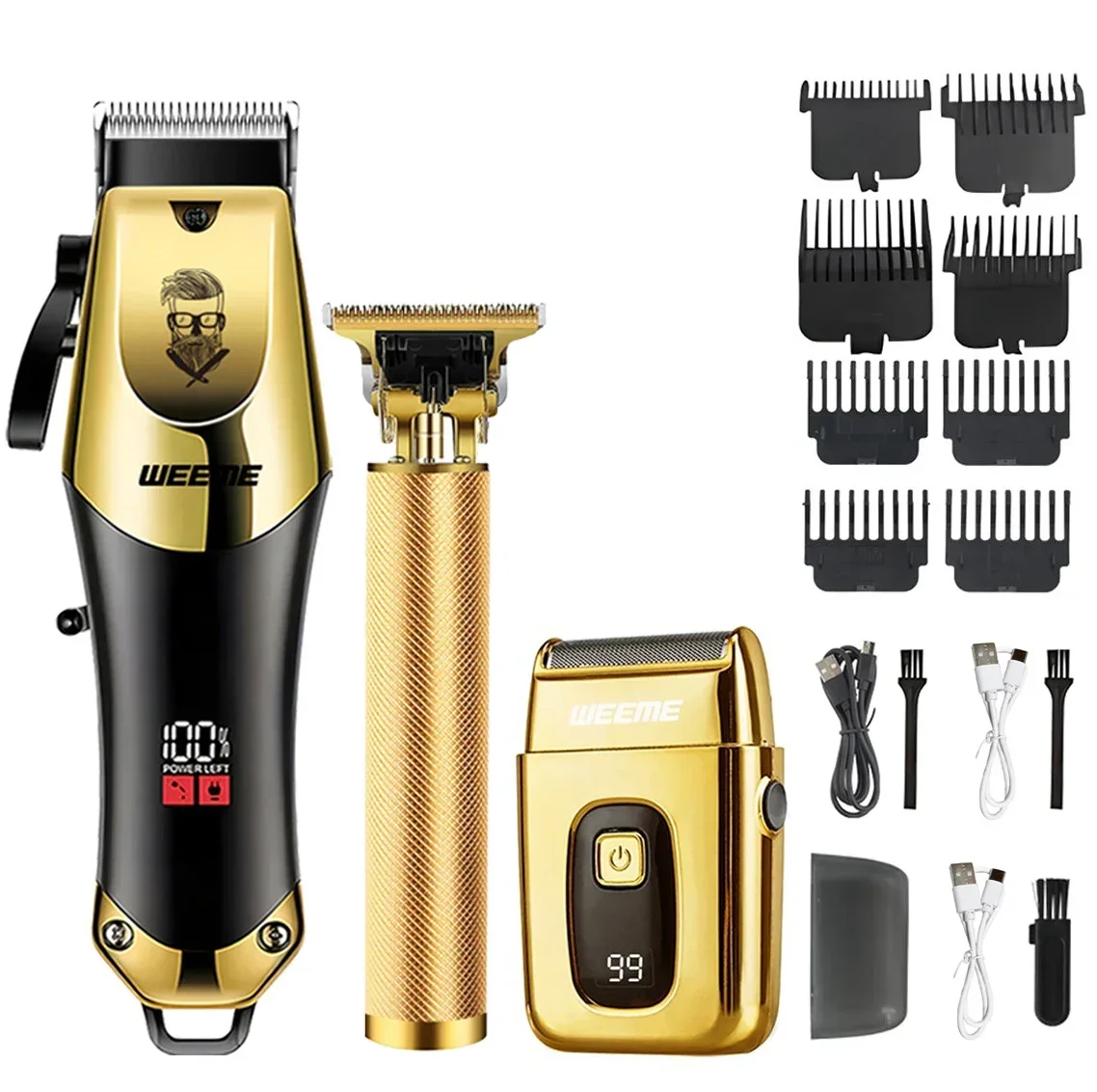 

2026 T9 Men's Electric Hair Clipper Beard Trimmer - Rechargeable Hair Cutting Machine with Nose Hair Trimmer Kit