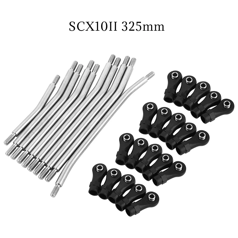10PCS Metal RC Links Upper + Lower Linkage Chassis Link Set With Plastic Rod End For 1/10 AXIAL SCX10 II 90046 RC Crawler Car