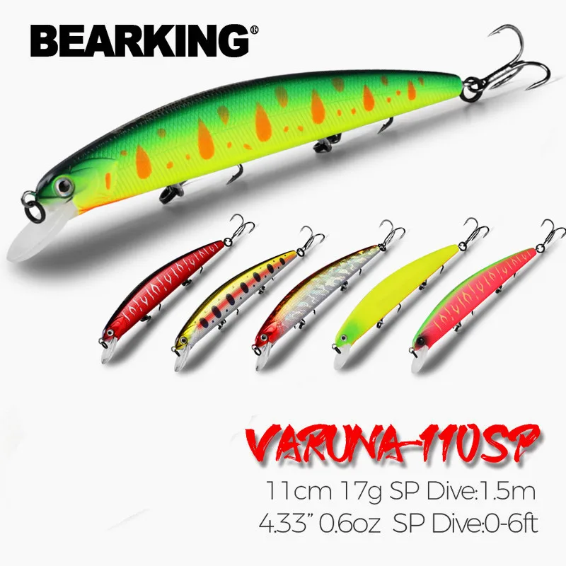 BEARKING Top Vissen Lokt Minnow 11 cm 17g 1.5 M kwaliteit hard Baits Vissen Tackles professionele Action Wobblers