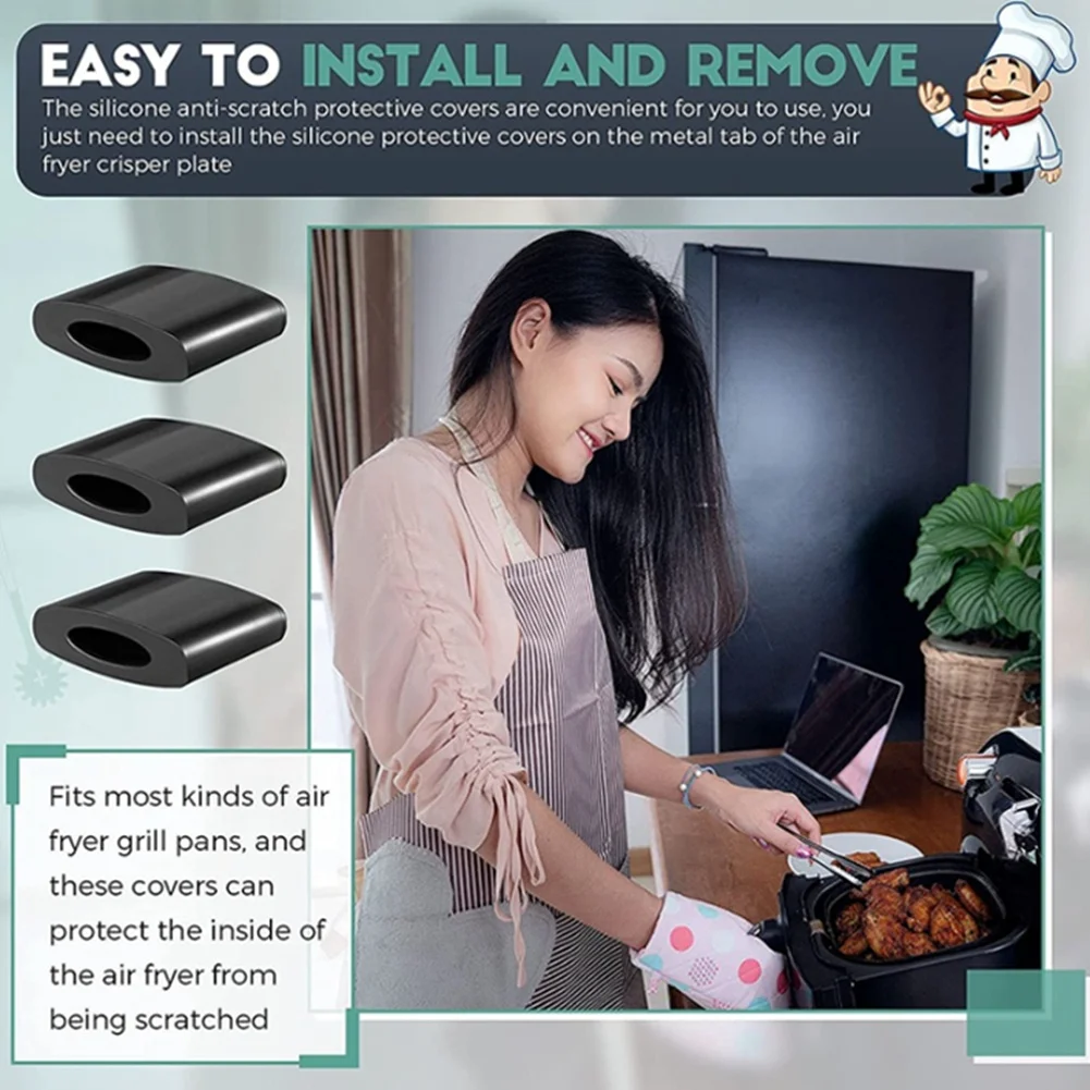 20PCS Air Fryer Rubber Bumpers Air Fryer Pieces Non-Scratch Protective Covers for AirFryer Grill Pan Kitchen