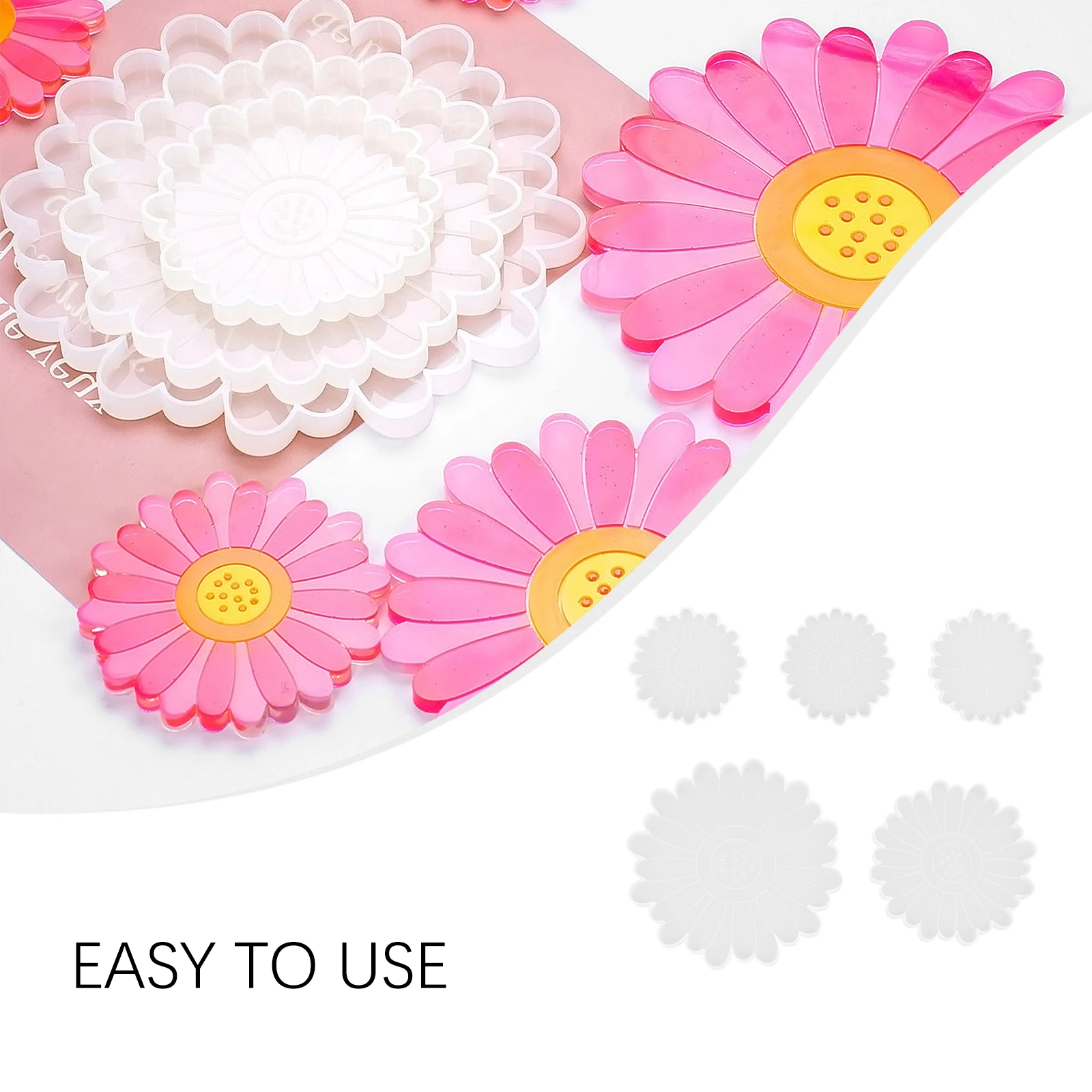 

5Pcs Daisy Silicone Mold Coaster Making Epoxy Craft Tools DIY Home Decoration Practical Gifts Jewelry Accessories