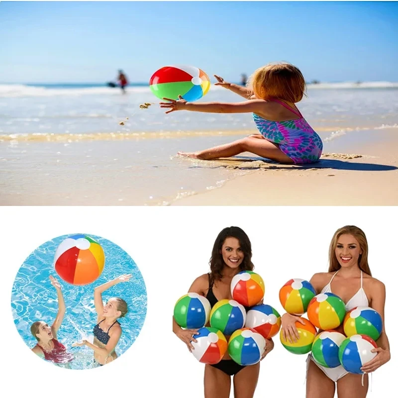 5Pcs colorato gonfiabile pallone da spiaggia giocattolo piscina gioco all'aperto bambini piscina gioca palla gioco d'acqua estivo giocattolo sportivo per bambini