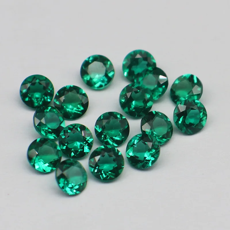 Pretty Brilliant Cut Emerald Gems Synthetic Emerald Round Cut Loose Gemstones For Jewelry Making/Collection/Inlay/Gift