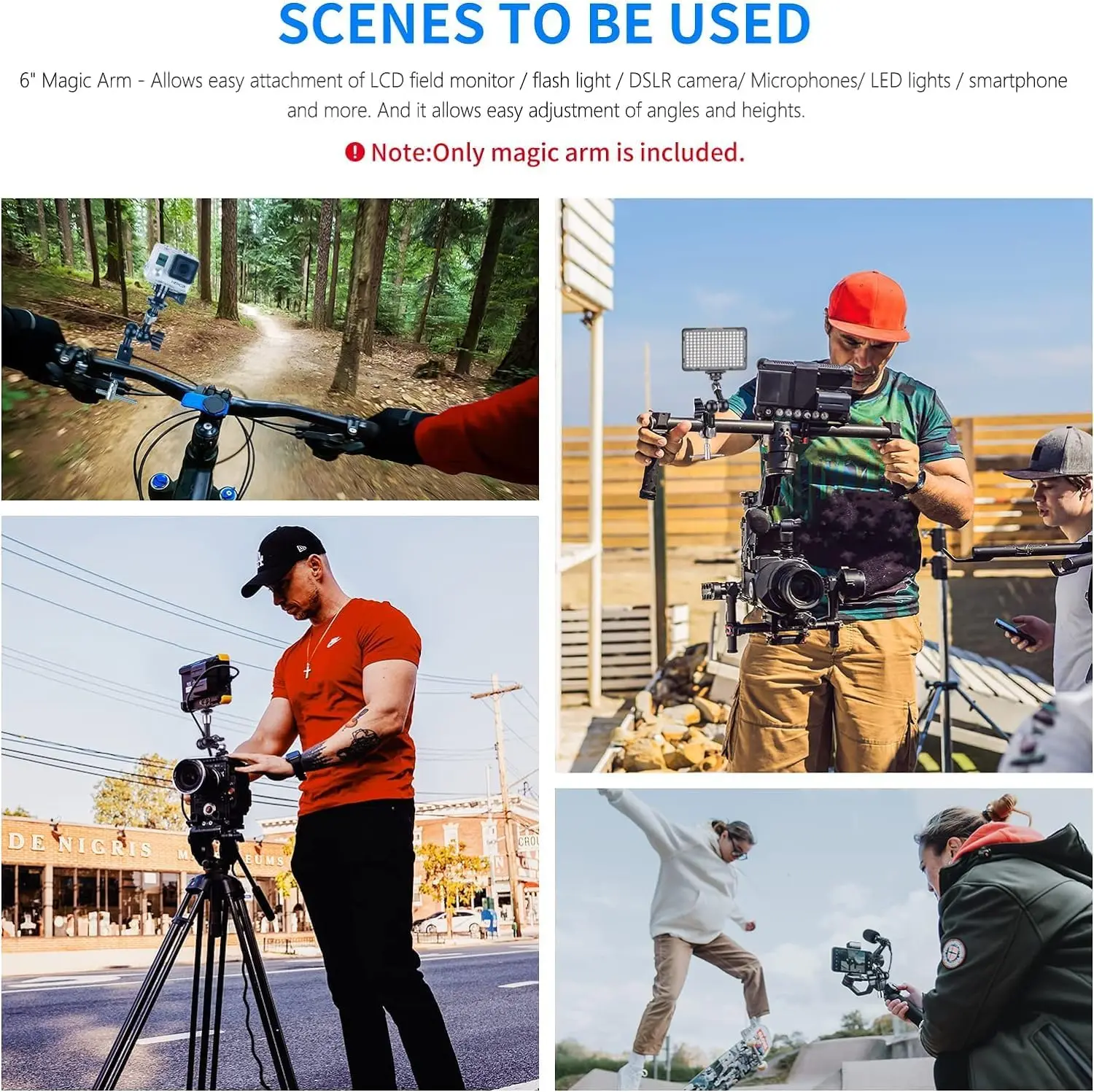 NEEWER 15cm Adjustable Friction Magic Arm Compatible with SmallRig Cage, Flash/LED Light/Microphone/Monitor/SuperClip