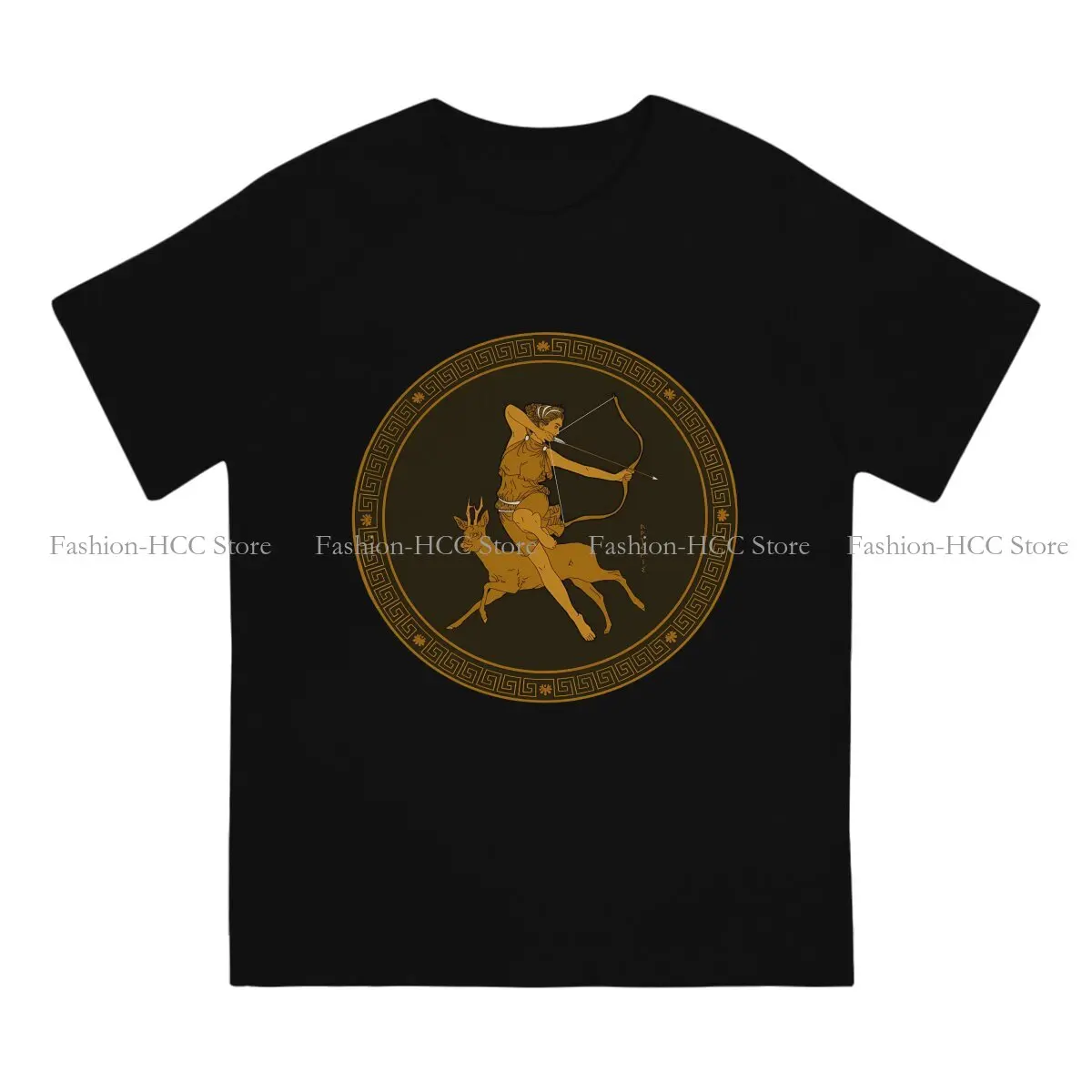 Artemis Medallion Round Collar TShirt Greek Goddess Basic Polyester T Shirt Man's Clothes Fashion