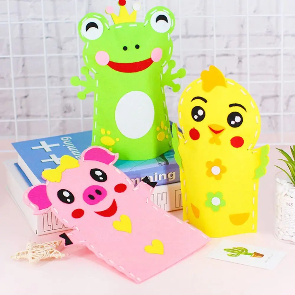 Cartoon Non-woven Hand Puppets Nylon Animal Kindergarten Teaching Tools Plastic Teaching Aids Handmade Material Bags Children